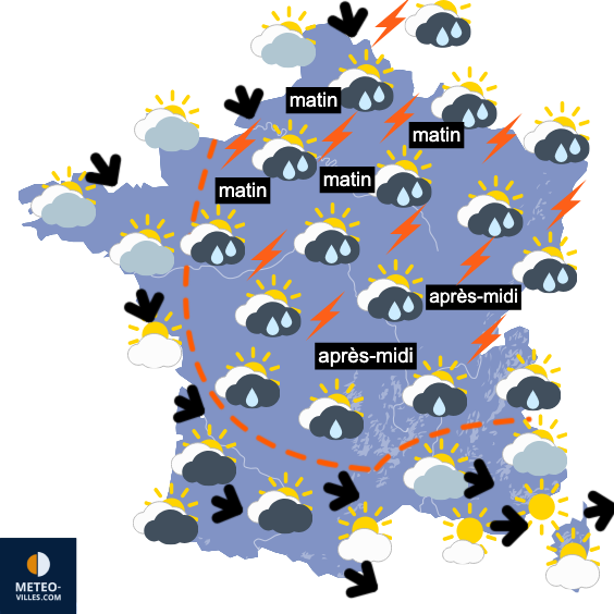Carte de prévisions du temps du Dimanche 6 juillet 2025