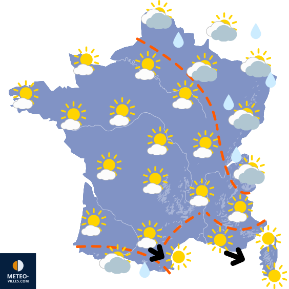 Carte de prévisions du temps du Jeudi 3 juillet 2025