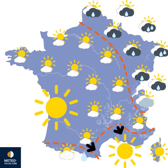 Carte de prévisions du temps du Vendredi 4 juillet 2025