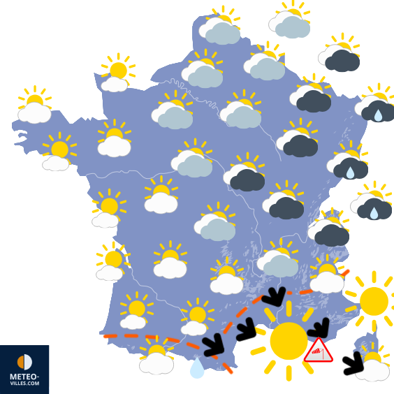 Carte de prévisions du temps du Dimanche 6 juillet 2025