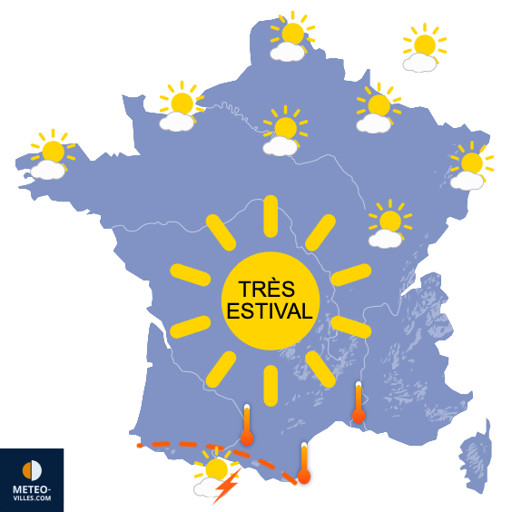 Carte de prévisions du temps du Vendredi 4 juillet 2025