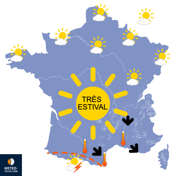 Carte de prévisions du temps du Dimanche 6 juillet 2025