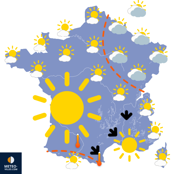 Carte de prévisions du temps du Mardi 8 juillet 2025