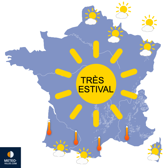 Carte de prévisions du temps du Lundi 7 juillet 2025