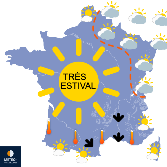 Carte de prévisions du temps du Mardi 8 juillet 2025