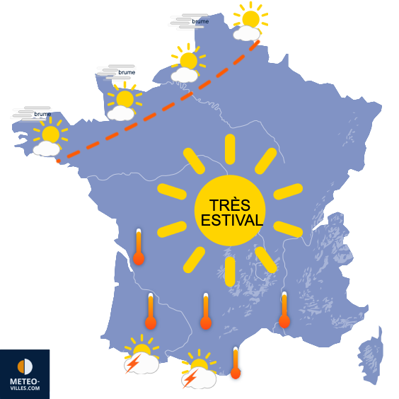 Carte de prévisions du temps du Vendredi 4 juillet 2025