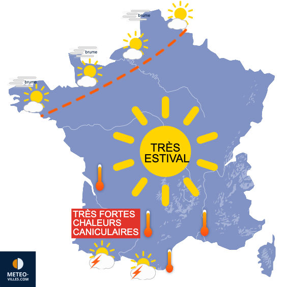 Carte de prévisions du temps du Dimanche 6 juillet 2025