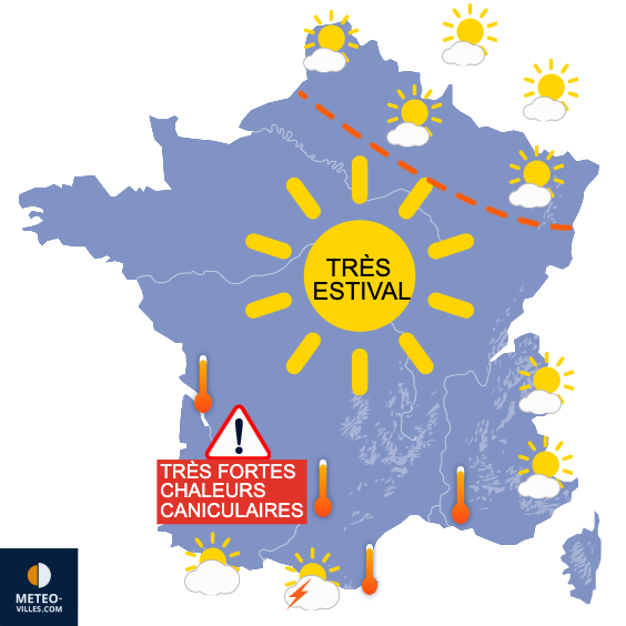 Carte de prévisions du temps du Mardi 8 juillet 2025