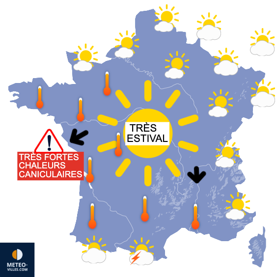 Carte de prévisions du temps du Jeudi 10 juillet 2025