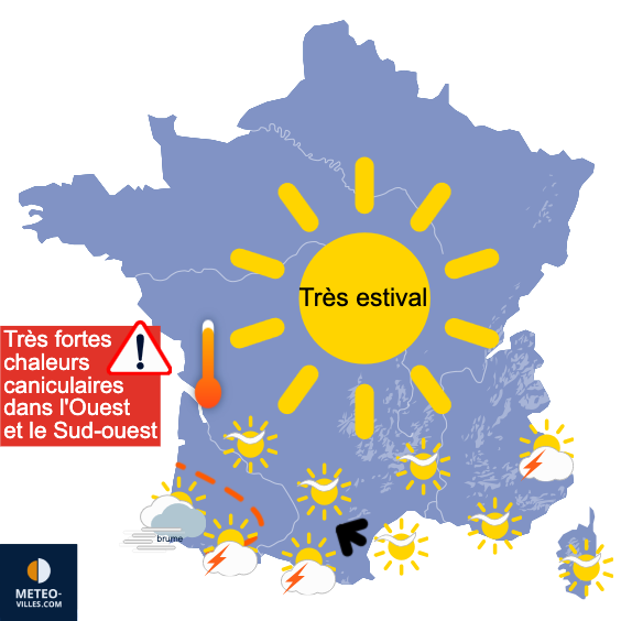 Carte de prévisions du temps du Samedi 12 juillet 2025