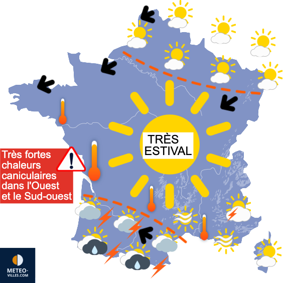 Carte de prévisions du temps du Jeudi 10 juillet 2025