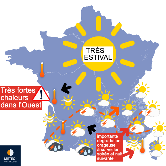Carte de prévisions du temps du Vendredi 11 juillet 2025