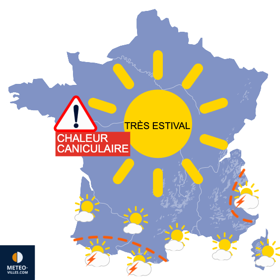 Carte de prévisions du temps du Dimanche 6 juillet 2025