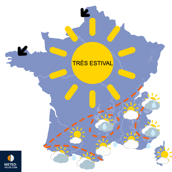 Carte de prévisions du temps du Dimanche 13 juillet 2025