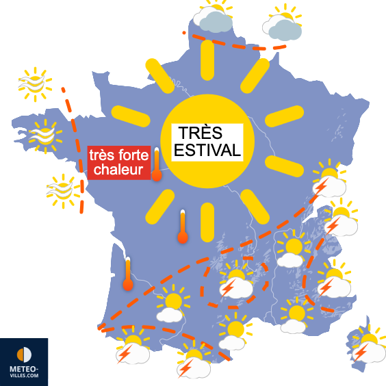 Carte de prévisions du temps du Dimanche 13 juillet 2025