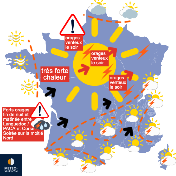 Carte de prévisions du temps du Vendredi 11 juillet 2025