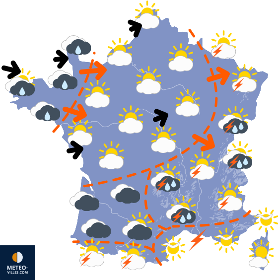Carte de prévisions du temps du Vendredi 11 juillet 2025