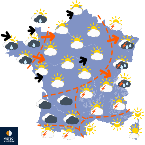 Carte de prévisions du temps du Samedi 12 juillet 2025