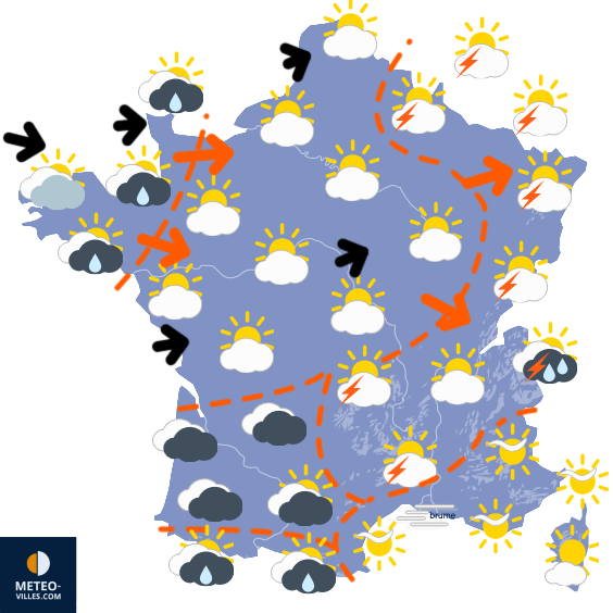 Carte de prévisions du temps du Dimanche 13 juillet 2025