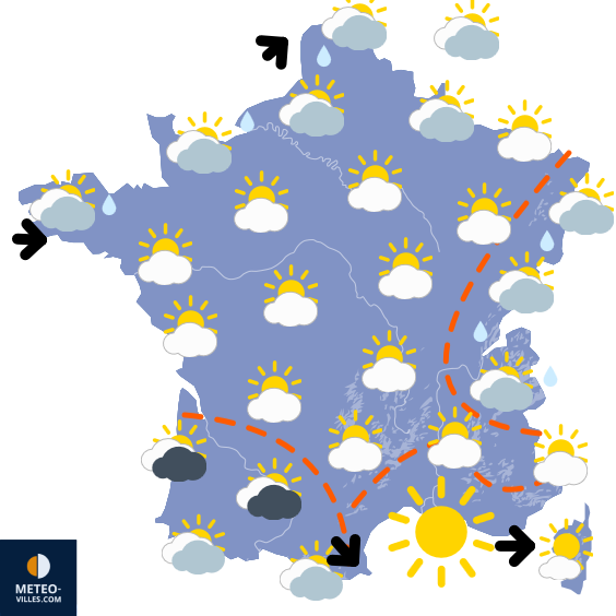 Carte de prévisions du temps du Vendredi 11 juillet 2025