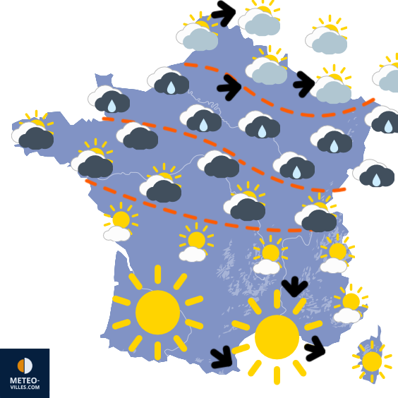 Carte de prévisions du temps du Mardi 15 juillet 2025