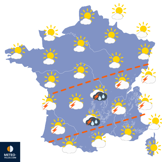 Carte de prévisions du temps du Samedi 12 juillet 2025