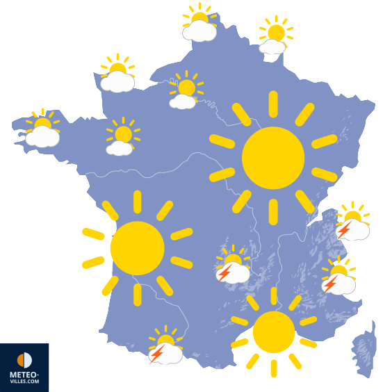 Carte de prévisions du temps du Samedi 19 juillet 2025