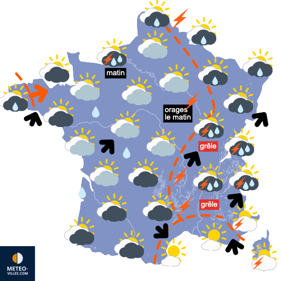 Carte de prévisions du temps du Samedi 19 juillet 2025