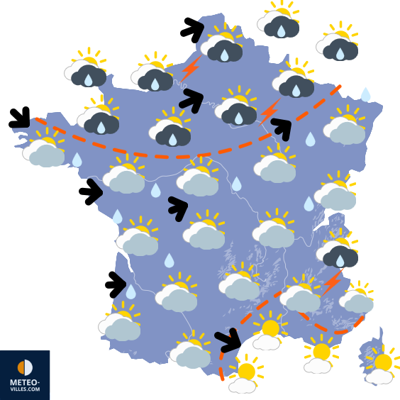 Carte de prévisions du temps du Samedi 19 juillet 2025