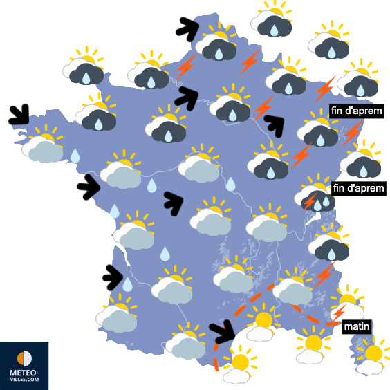 Carte de prévisions du temps du Dimanche 20 juillet 2025