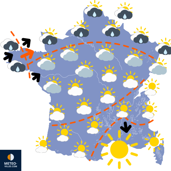 Carte de prévisions du temps du Samedi 19 juillet 2025