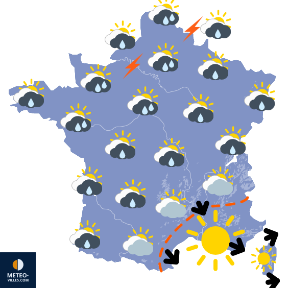 Carte de prévisions du temps du Samedi 19 juillet 2025