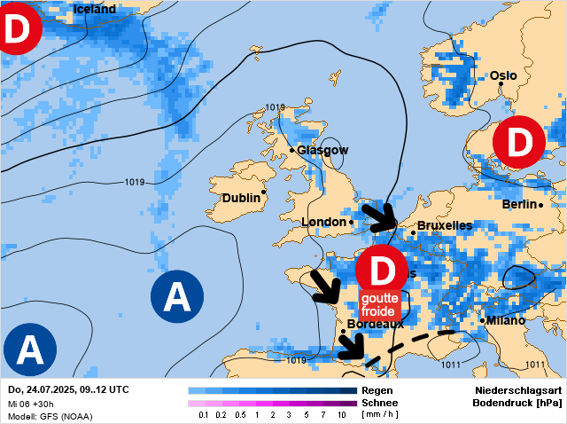 Carte de prévisions d'europe du Jeudi 24 juillet 2025