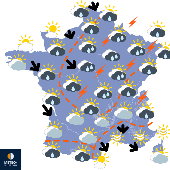 Carte de prévisions du temps du Jeudi 24 juillet 2025