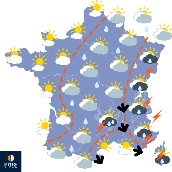Carte de prévisions du temps du Jeudi 24 juillet 2025