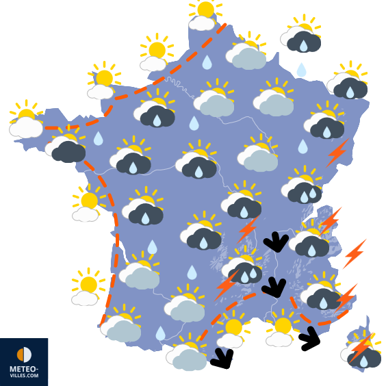 Carte de prévisions du temps du Friday, July 25, 2025
