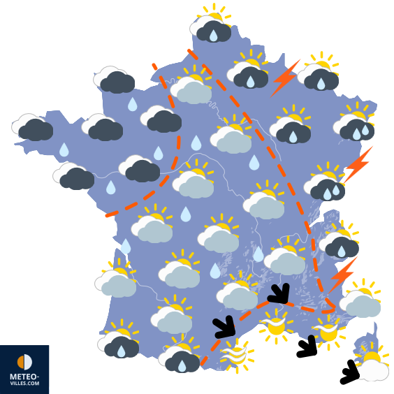 Carte de prévisions du temps du Jeudi 24 juillet 2025