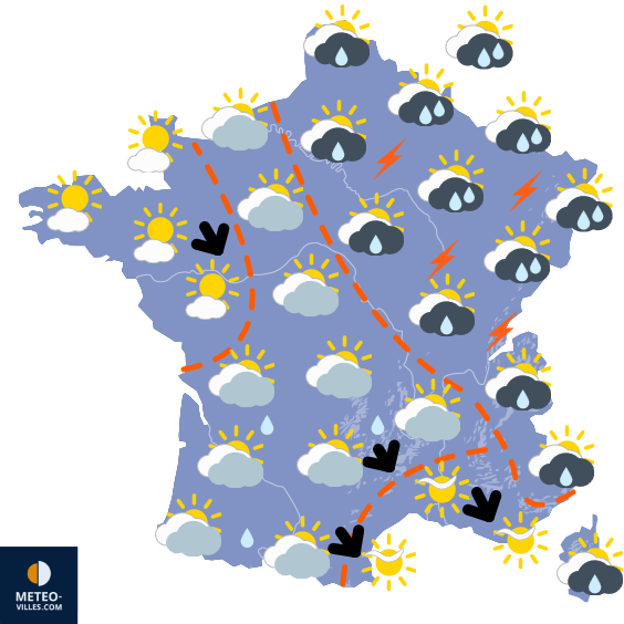 Carte de prévisions du temps du Dimanche 27 juillet 2025