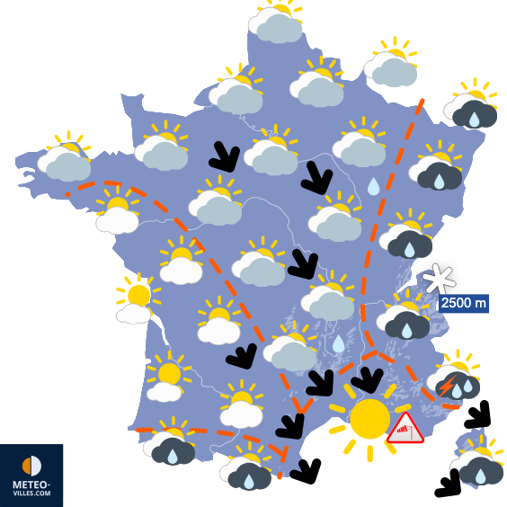 Carte de prévisions du temps du Friday, July 25, 2025