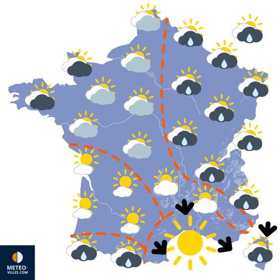 Carte de prévisions du temps du Friday, July 25, 2025