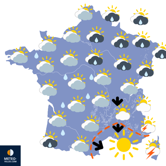 Carte de prévisions du temps du Mardi 29 juillet 2025