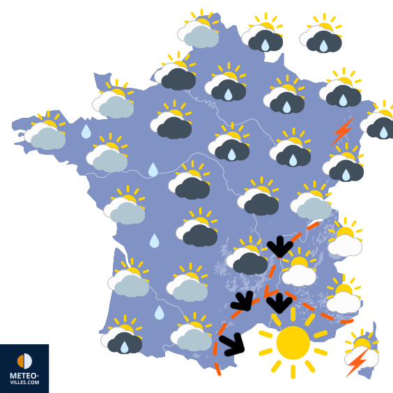 Carte de prévisions du temps du Mercredi 30 juillet 2025