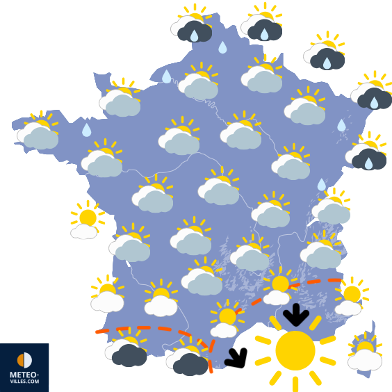 Carte de prévisions du temps du Mardi 29 juillet 2025