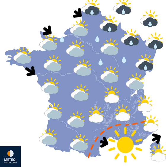 Carte de prévisions du temps du Mardi 29 juillet 2025