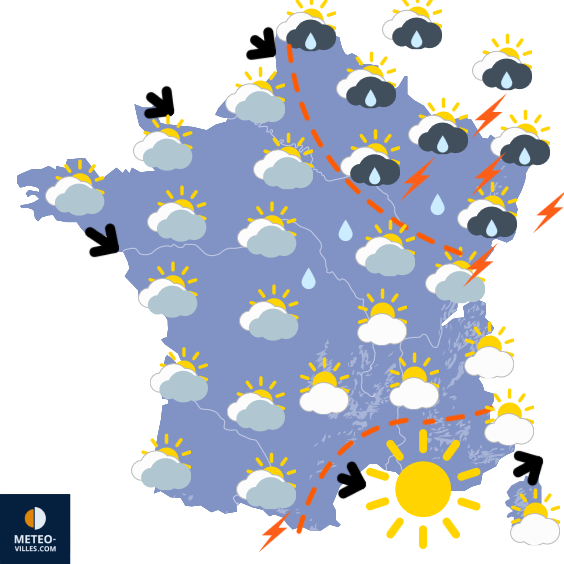Carte de prévisions du temps du Mercredi 30 juillet 2025