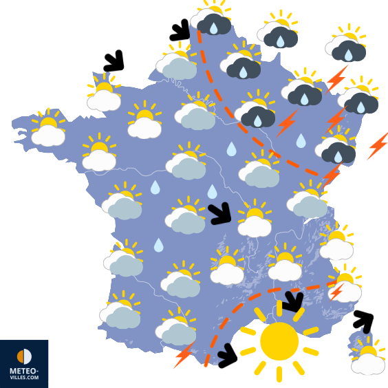 Carte de prévisions du temps du Jeudi 31 juillet 2025