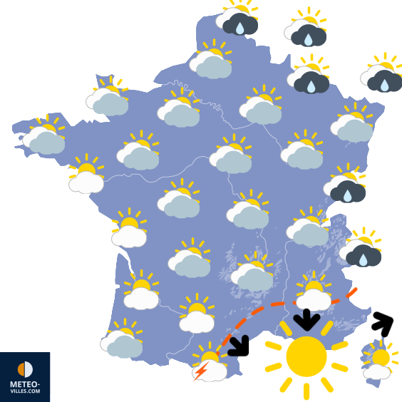 Carte de prévisions du temps du Mardi 29 juillet 2025