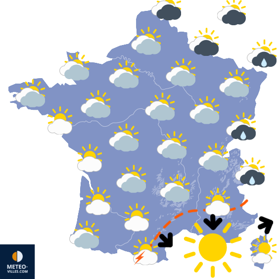 Carte de prévisions du temps du Mercredi 30 juillet 2025