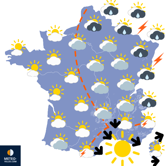 Carte de prévisions du temps du Vendredi 1 août 2025