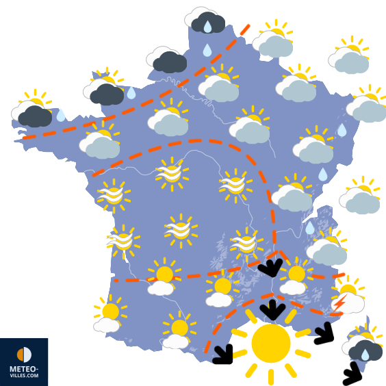 Carte de prévisions du temps du Dimanche 3 août 2025